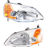 For Honda Civic Headlight Assembly 2001 2002 2003 Lens and Housing | Halogen | Sedan | w/o bulb (CLX-M0-USA-REPH100130-CL360A70-PARENT1)