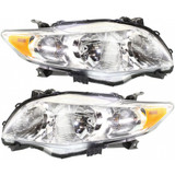 For Toyota Corolla Headlight Assembly 2009 2010 Halogen | Chrome Interior | Base/CE/LE/XLE Model | CAPA (CLX-M0-USA-REPT100104Q-CL360A70-PARENT1)
