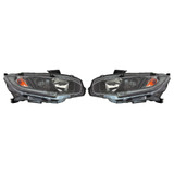 For Honda Civic Coupe EX/LX/Sport Model Headlight Assembly 2019–2020 1.5L Turbo/2.0L Engine Halogen Type Black Bezel CAPA (CLX-M0-317-1180L-ACN2-CL360A56-PARENT1)