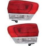 For Jeep Grand Cherokee Outer Tail Light Assembly 2014 15 16 17 2018 CAPA | w/ Chrome Trim (CLX-M0-USA-REPJ730150Q-CL360A70-PARENT1)