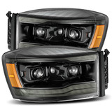 AlphaRex For Dodge Ram 1500HD 2006-2008 Projector Headlight PRO-Series Black | Alpha Black,Plank Style,w/Seq Signal/DRL (TLX-arx880530-CL360A70)