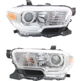 For 2016 2017 Toyota Tacoma Headlight CAPA Certified Bulbs Included Halogen; w/o LED DRL; w/o Fog Lights; Chrome Bezel (CLX-M0-20-9750-00-9-PARENT1)