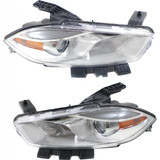 For 2016 Dodge Dart Headlight Chrome DOT Certified Bulbs Halogen Code LMC Code MFP Chrome Bezel (CLX-M0-20-9338-70-1-PARENT1)