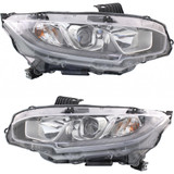For 2016-2018 Honda Civic Headlight DOT Certified Bulbs Included EX|EX-L|EX-T|LX; Halogen (CLX-M0-20-9778-00-1-PARENT1)