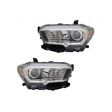 For Toyota Tacoma Headlight 2018 Halogen Type w/o LED Daytime Running Light w/ Fog Light CAPA Certified (CLX-M0-20-9750-70-9-CL360A55-PARENT1)