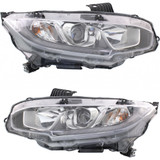 For Honda Civic Sedan 2016 2017 Headlight Assembly Halogen EX / EXL / EXT / LX CAPA Certified (CLX-M1-316-1180L-AC2-PARENT1)