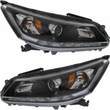 For Honda Accord Sedan 2013 2014 2015 Headlight Assembly W/LED Daytime Running Lights Halogen EX-L/Touring 3.5L Engine CAPA Certified (CLX-M1-316-1167L-ACN2-PARENT1)