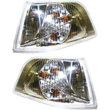 For 2001-2004 Volvo S40 Chrome Turn Signal / Side Marker Light w/ Bulbs Park/Signal Combination w/ Bright Bezel Early Design (CLX-M0-18-0114-00-PARENT1)