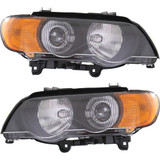 For BMW X5 2000-2003 Headlight w/o Control Assembly w/HID Inner Tail Light B Yellow Turn Indicator (CLX-M1-343-1123L-ASH2Y-PARENT1)