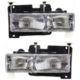 CarLights360: For 1990-2000 Chevy GMC K3500 Headlight Assembly Driver and Passenger Side DOT Certified Rectangle Form w/Bulbs-Replaces GM2503101 GM2502101 (PLX-M0-20-1668-00-1-CL360A5)