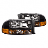 For Dodge Dakota Pickup 1997-2004 Headlight w/Parking Signal/Side Marker Light Diamond Black Pair Driver and Passenger Side (CLX-M0-M33-1101P-AS2)
