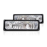 For Chevy/GMC C/K 2010 Truck 1994-2002 Parking Signal Light Diamond Design Gray Bezel Pair Driver and Passenger Side GM2811104 (CLX-M1-331-1615PXUS-C)