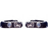 For Chevy Silverdo 1999-2002 Headlight Assembly Projector Black Pair Driver and Passenger Side GM2505124 (CLX-M1-334-1119PXAS2)