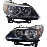 For BMW 530i / 545i / 550i Headlight 2006 2007 Pair Driver and Passenger Side Wagon Halogen For BM2502134 | 63 12 7 166 115 (PLX-M0-20-9364-00-CL360A56)