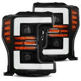 AlphaRex For Ford F250 Super Duty 2017-2019 Projector Headlight PRO-Series Matte | Black,Plank Style,w/Activation Light/Seq Signal (TLX-arx880106-CL360A70)