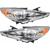 Fits 2011-2014 Hyundai Sonata Headlight Driver and Passenger Side DOT Certified w/ Bulbs HY2502157 HY2503157-Replaces 92101-3Q100, 92102-3Q100 ;LIMITED|SE; Halogen; Type 2; Chrome Bezel (PLX-M0-20-9256-00-1)