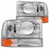 ANZO For Ford F-250/F-350 Super Duty 1999-2004 Crystal Headlights Chrome 2-Pc | w/ Corner Lights (TLX-anz111081-CL360A70)