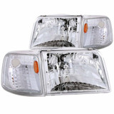 ANZO For Ford Ranger 1993-1997 Crystal Headlights Chrome w/ Corner Lights 2pc | (TLX-anz111119-CL360A70)