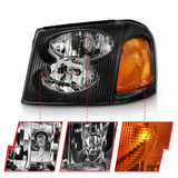 ANZO For GMC Envoy 2002-2009 Crystal Headlight Black Amber | (TLX-anz111429-CL360A70)