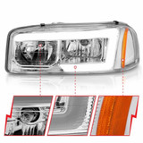 ANZO For GMC Sierra 1500/2500/3500 1999-2006 Headlights Chrome Amber Light Bars | (TLX-anz111523-CL360A73)