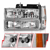ANZO For GMC K1500/K2500 Suburban 1992-1999 Crystal Headlights Chrome w/ Signal | w/ Signal and Side Marker Lights (TLX-anz111506-CL360A76)