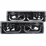 ANZO For GMC K1500/K2500 Suburban 1992-1999 Crystal Headlights Black w/ Low-Brow | (TLX-anz111299-CL360A88)