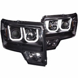 ANZO For Ford F-150 2009-2014 Projector Headlights w/ U-Bar Black | (TLX-anz111263-CL360A70)