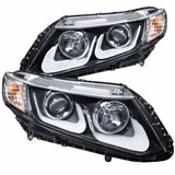 ANZO For Honda Civic 2012-2015 Projector Headlights w/ U-Bar Black | (TLX-anz121479-CL360A70)
