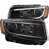 ANZO For Jeep Grand Cherokee 2014 2015 Projector Headlights Black | w/ Plank Style Design (TLX-anz111329-CL360A70)