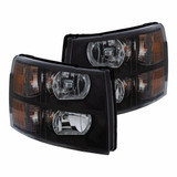 ANZO For Chevy Silverado 1500 2007-2013 Crystal Headlights Black | (TLX-anz111393-CL360A71)