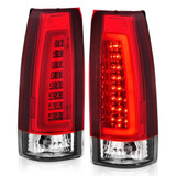 ANZO For Chevy V1500 Suburban 1989-1991 Tail Lights LED Chrome Housing Red/Clear | Lens Pair (TLX-anz311346-CL360A72)