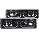 ANZO For Chevy C2500 1988-1999 Crystal Headlights Black w/ Low - Brow | (TLX-anz111299-CL360A71)