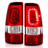 ANZO For Chevy Silverado 2500 1999-2002 Tail Lights LED Plank Style Chrome | With Red/Clear Lens (TLX-anz311326-CL360A80)