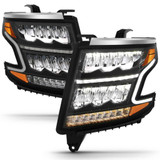 ANZO For Chevy Suburban 2015-2020 Headlights LED Light Bar Style Black | w/Sequential, w/DRL, w/Amber (TLX-anz111478-CL360A70)