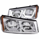 ANZO For Chevy Silverado 3500 Classic 2007 Projector Headlights w/ U-Bar Chrome | (TLX-anz111313-CL360A76)