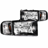 ANZO For Dodge Ram 1500 1994-2001 Crystal Headlights Black | (TLX-anz111067-CL360A70)
