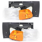 For Ford A9513 Heavy Duty Truck Headlight Assembly 1997 1998 Driver and Passenger Side Pair / Set | Halogen | Excludes Seal Beam & Set Forward Axle Mod | A1713344001 + A1713344000 (PLX-M0-USA-REPS100320-HD-CL360A70)
