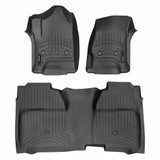 WeatherTech Floor Liners For Chevy Silverado Crew & Double Cab - Front & Rear | Black (TLX-wet446071-445422-CL360A70)