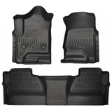 Husky Liners For GMC Sierra 1500 2014-2018 WeatherBeater Floor Liners | Front & 2nd Seat Black (TLX-hsl98231-CL360A74)