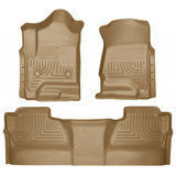 Husky Liners For GMC Sierra 1500 2014-2018 WeatherBeater Floor Liners Tan | Front & 2nd Seat (TLX-hsl98233-CL360A74)