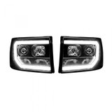 Recon Projector Headlights For GMC Sierra 1500 2007-2013 | 2nd Gen | w/ High Power | Smooth | OLED | Halo/Daytime Running Light | Smoke Black