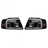 Recon Projector Headlights For Ford F-150 2004-2008 w/Ultra High Power Smooth OLED Halos & DRL | Smoked/Black
