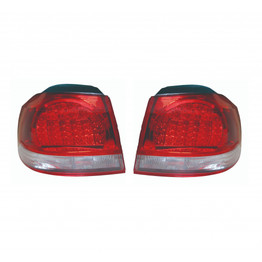 For Volkswagen Golf 2010 2011 Tail Light Assembly Driver and Passenger Side | Pair |  LED Type | Red/White Lens For VW2811107 (CLX-M1-340-1930FXUSVCR)