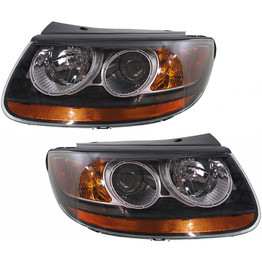 CarLights360: For 2007 2008 2009 Hyundai Santa Fe Headlight Assembly Driver and Passenger Side DOT Certified w/Bulbs - Replaces HY2502150 (Vehicle Trim: From 07/2007) (PLX-M0-20-6808-90-1-CL360A1)