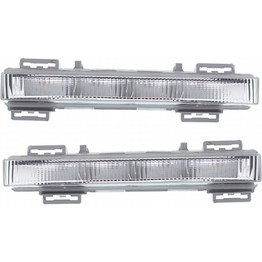 CarLights360: For 2013 2014 2015 Mercedes-Benz GLK350 Daytime Running Light Driver and Passenger Side | Pair | DOT | Gray Bezel | w/Bulbs | LED | Daytime Running Light Type | Replacement For MB2562103 (PLX-M0-12-0146-00-1-CL360A5)