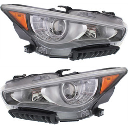 CarLights360: For 2014 2015 2016 2017 Infiniti Q50 Headlight Assembly Driver and Passenger Side DOT Certified w/o Adaptive Front Lighting System w/Bulbs LED Type - Replaces IN2502157 IN2503157 (PLX-M0-20-9506-00-1-CL360A2)