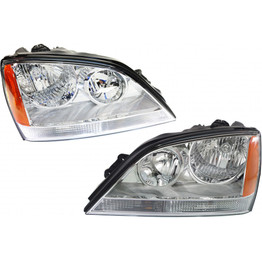 CarLights360: For Kia Sorento Headlight 2005 2006 Pair Driver and Passenger Side Chrome w/ Bulbs Replaces KI2502121 + KI2503121 (PLX-M1-322-1113L-ASN1-CL360A1)