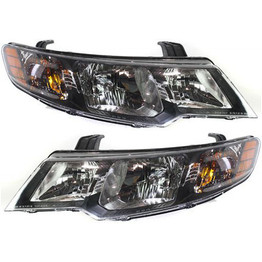 CarLights360: For Kia Forte Headlight 2010 11 12 2013 Pair Driver and Passenger Side Black Housing w/ Bulbs Replaces KI2502141 + KI2503141 (PLX-M1-322-1130L-AS2-CL360A1)