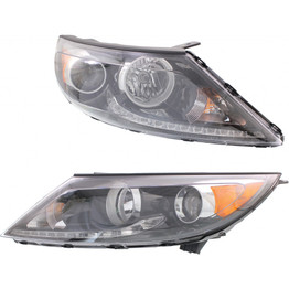 CarLights360: For Kia Sportage Headlight 2013 14 15 2016 Pair Driver and Passenger Side Black Housing w/ Bulbs DOT Certified Replaces KI2502184 + KI2503184 (PLX-M1-322-1134L-AFD2-CL360A1)