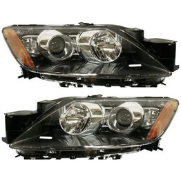 CarLights360: For Mazda CX-7 Headlight 2007 2008 2009 Pair Driver and Passenger Side | w/o Bulbs and Ballast | Black Housing | MA2502140 + MA2503140 (PLX-M1-315-1136LNUSHM2-CL360A1)